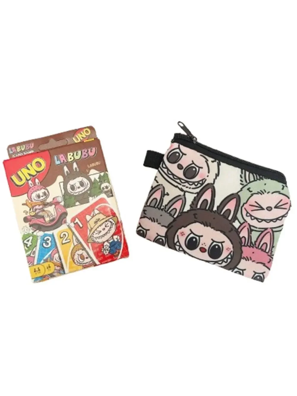 LABUBU Uno Card Game Deck & Matching Canvas Zipper Coin Pouch Set